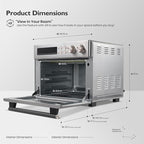 Retro Style Infrared Heating Air Fryer Toaster Oven, Extra Large Countertop Convection Oven 10-in-1 Combo, 6-Slice Toast, Enamel Baking Pan Easy Clean with Recipe Book, Almond Yellow Color