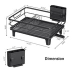 Dish Drying Rack for Kitchen Counter, Space-Saving Dish Rack, Multifunctional Dish Drainer Rack, Sink Kitchen Dishes Strainer, Dryer Rack with Drain Board, and Cutlery Holder,Small Size Black
