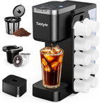 Hot & Iced Coffee Maker with Magnetic K-Pod Organizer (Pods Not Included), Stores 10 Pods, 4-5 Cups Coffee Maker & Single-serve Brewer for K Cup & Grounds, 40oz Removable Water Tank, Black