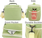FlowFly Insulated Reusable Lunch Bag Adult Large Lunch Box for Women and Men with Adjustable Shoulder Strap,Front Zipper Pocket and Dual Large Mesh Side Pockets,Light Matcha