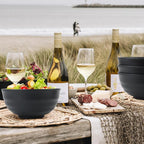 Wheat Straw Bowls Unbreakable Large Salad Bowls 60 OZ Set of 6, Microwave and Dishwasher Safe Large Plastic Bowl, Big Bowl for Eating, Serving Soup, Ramen, Popcorn (Black)