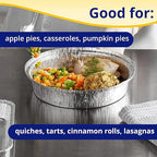 IDL Packaging 9" Round Aluminum Foil Pans (Pack of 25) - 1.75" Deep, Angled Walls - For Roasting, Baking, Cooking, Freezing - Disposable Aluminum Food Containers - Pie & Tart & Leftover