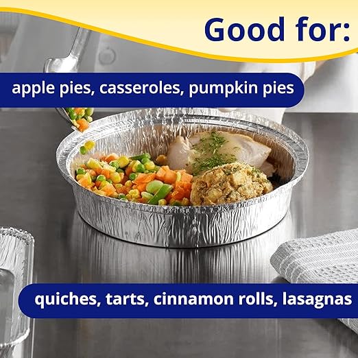 IDL Packaging 9" Round Aluminum Foil Pans (Pack of 100) - 1.75" Deep, Angled Walls - For Roasting, Baking, Cooking, Freezing - Disposable Aluminum Food Containers - Pie & Tart & Leftover