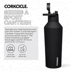 Corkcicle Sport Canteen Insulated Tumbler, Black, 32 oz – Reusable Water Bottle Keeps Beverages Cold for 25 Hours & Hot 12 Hours – Cupholder Friendly Tumbler with Screw-On Cap