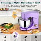 COOKLEE Stand Mixer, 9.5 Qt. 660W Electric Kitchen Mixer with Dishwasher-Safe Dough Hooks, Flat Beaters, Wire Whip & Pouring Shield Attachments for Most Home Cooks, Lavender