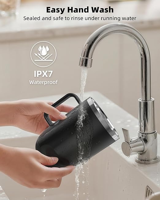 Nuwave Smart Heated Coffee Mug Rechargeable, 16oz Self Heating Temperature Control Mug with LED Display, Custom Brew Modes, Double-Wall Vacuum Insulation, 5-Hour Battery Life, Auto Shut-Off