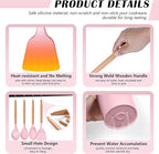 HaWare Kitchen Cooking Utensils Set, 23-Piece Silicone Kitchen Utensils Spatula Set with Holder, Heat Resistant Wooden Handle Kitchen Gadget for Nonstick Cookware, Food-grade Turner Spoon Sets (Pink)