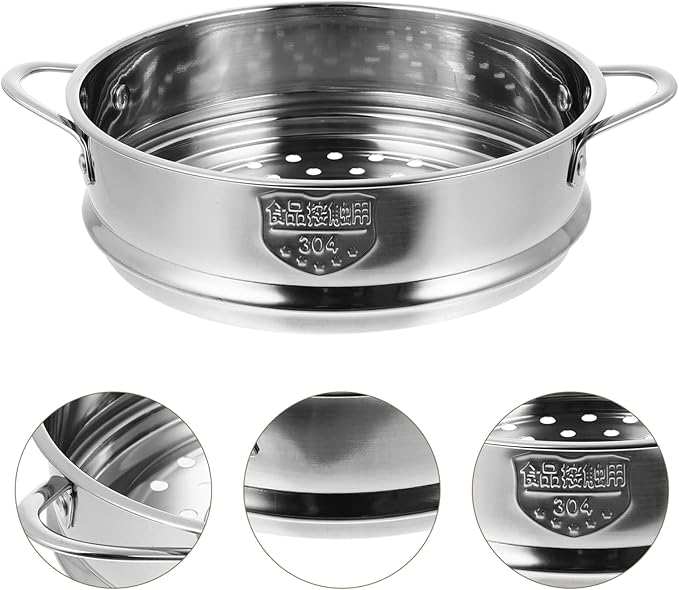 STOBAZA Vegetable Steamer Set 18cm Steamer Basket Stainless Steel Steam Rack Trivet, Steamer Grid Compatible with Instant Pot Pressure Cooker Round Basket Utensil Set