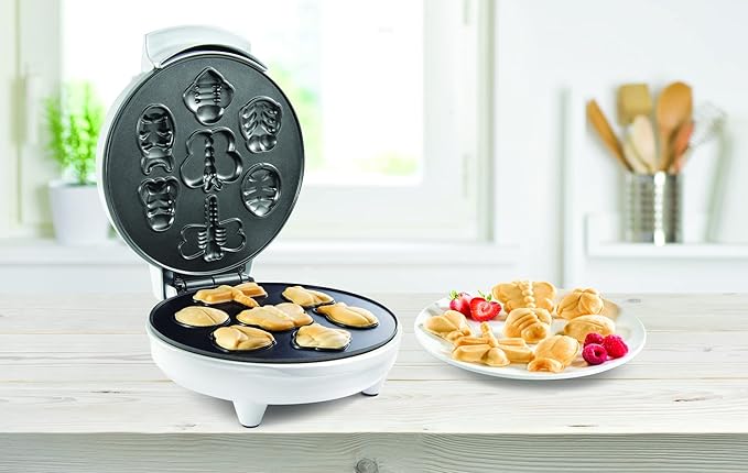 The Original Creepy Crawly Bug Waffle Maker- 7 Fun Different Insect Shaped Pancakes- Includes a Butterfly Lady Bug Bee & More- Electric Nonstick Waffler Iron, Morning Breakfast Treat or Kids Xmas Gift