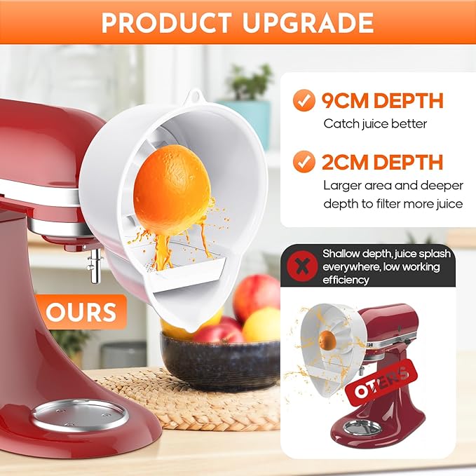 GVODE Juicer Attachment for Kitchenaid Stand Mixer, Citrus Juicer 2 Size Reamer, Lemon Squeezer for Kitchenaid Mixer Attachments, Dishwasher Safe
