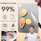 New Stainless Steel Cutting Boards -Titanium Cutting Board for kitchen,Double-Sided Food Grade Non Toxic Cutting Board,Chopping Boards Necessities for Home Outdoor Camping Meal Prep,Easy to Clean （S）