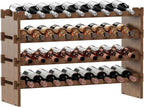 Bambloom Wine Rack Freestanding Floor, Stackable Wine Bottle Storage, Wooden Free Standing Wine Stand Organizer for Kitchen,Cellar. 36 Bottles Wine Holder Display Shelves for Champagne (Walnut)