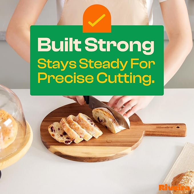 Riveira Acacia Wood Cutting Board – Gourmet Acacia Grandeur: 17 x 12 Wooden Cutting Board – Natural Wooden Cutting Boards For Kitchen Decorative – Innovative Juice Grooves Acacia Wooden Chopping Board