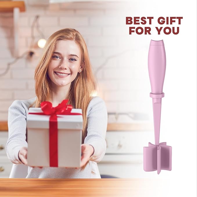 Meat Chopper, Hamburger Grinder, Premium Heat Resistant Smasher for Ground Beef, Burger Grinder Nylon Potato Mix Tool-Pink