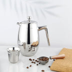 Easyworkz Nando French Press 12 oz Double Wall Insulated Thermal Coffee Maker,304 Stainless Steel Cafetiere