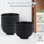 Wheat Straw Bowls Set of 8,10 OZ Small Bowls,Kids Bowls,Cereal Bowls,Plastic Bowls Reusable,Unbreakable Ice Cream Bowls for Dessert,Snack,BPA-Free,Dishwasher & Microwave Safe Bowls for Kitchen,Black