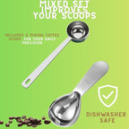 Coffee Scoop Set – 30ml Curved & 15ml Round Stainless Steel Measuring Spoons – Dual Design for Perfect Coffee Tea, & More – Ergonomically Balanced Handles