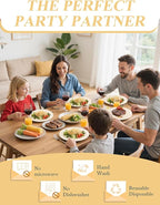 WDF 200PCS Ivory Plastic Plates - Elegant Ivory Disposable Plates for Party- Include 100 Dinner Plate 10’’ and 100 Plastic Dessert Plate 7’’ Perfect for Wedding/Party/BirthdayBaby Shower