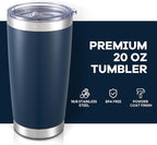 20 oz Tumbler with Lid Stainless Steel Insulated Tumblers Bulk Double Wall Vacuum Cups Powder Coated Travel Mug Keep Drinks Cold and Hot, Navy, 4 Pack