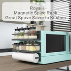 Magnetic Spice Rack for Refrigerator Magnetic Fridge Shelf for Kitchen Spice Organizer Magnetic Shelf for Fridge Space Saving Black 4 Pack with Magnetic Paper Towel Holder
