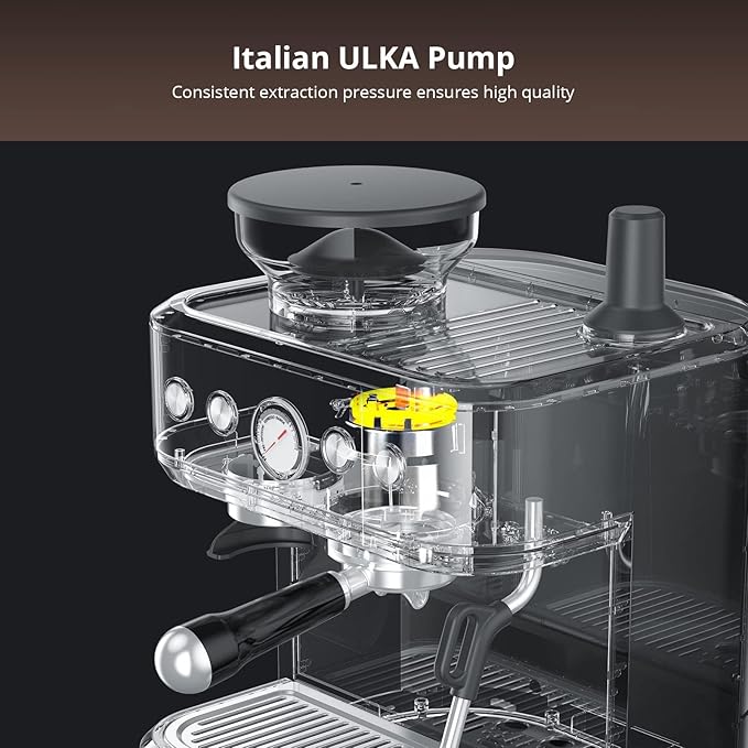 Professional Espresso Coffee Machine 20 Bar, Semi Automatic Espresso Maker With Grinder, Stainless Steel, Latte and Cappuccino Espresso Coffe Machine w/Automatic Milk Frothe for Office Cafe