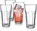 Yopay Set of 8 Highball Drinking Glasses, 12oz Lead-Free Tempered Water Glasses Thick Heavy Base, Clear Iced Hot Tea Glassware for Cocktail, Juice, Milkshake, Soda Beer Tumbler Cup