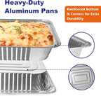 9x13 Aluminum Pans with Lids, 30 Pack Extra Heavy Duty Large Foil Pans, Disposable Aluminum Trays for Baking, Cooking, Roasting Turkey, Food Prepping