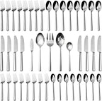 Alata Potter 45-Piece Forged Stainless Steel Flatware Set Cutlery Set,Service for 8,Silver Finish,Dishwasher Safe
