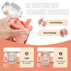 MUKOKO 32 oz Glass Tumbler with Straw,Glass Water Bottles with Time Marker,Iced Coffee Cup with Silicone Sleeve,Motivational Drinking Bottles,Leakproof-Coral Pink