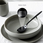 JazzUpCo Ava Flatware Flatware non toxic 18/10 stainless steel dishwasher safe (Matte Black, 12 Person Set (60 Pieces))