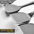 Silicone Spatula Set, 600°F Heat Resistant Silicone Spatula Turner Flipper for Cooking, Non Stick and Non Scratch Kitchen Utensils for Eggs, Burgers, Crepes, 2-Pack Solid Spatulas Set, Black