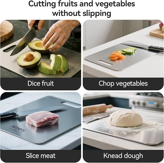Titanium Cutting Board For Kitchen,100% Pure Titanium Cutting Board,Food GradeQuality,Non-Stick Double-Sided Cutting,Dishwasher Safe, Easy To Clean (S:12 * 8 Inches)