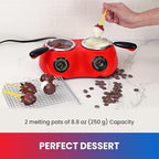 Total Chef Double Pot Chocolate Melter - Electric Candy Melting Hot Fondue Pot With 100+ Accessories, Serving 2 cup Dark & White Melted Chocolate For Dipping Party Desserts, 17.6 oz (500 g) Capacity