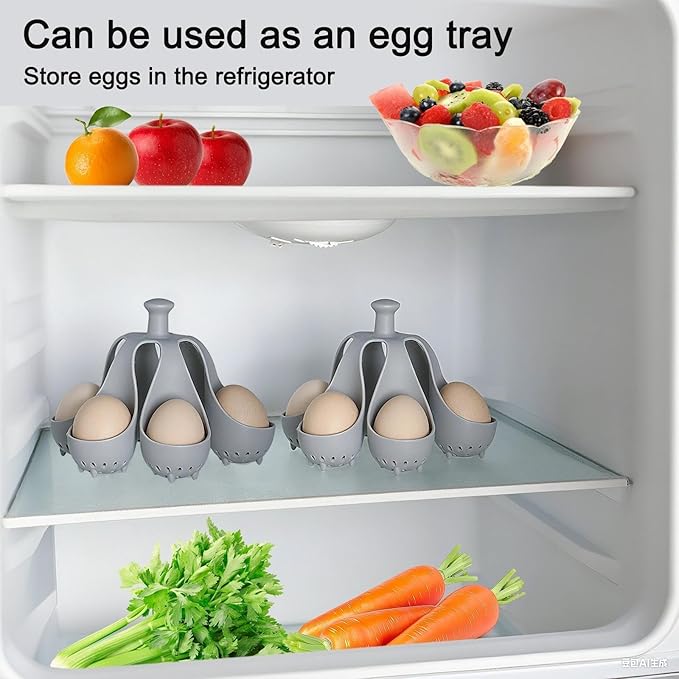 Silicone Egg Boiler Rack, Holds 6 Eggs, Egg Poacher Brackets, Egg Cooker for Home Breakfast Soft or Hard Boiled Eggs Making