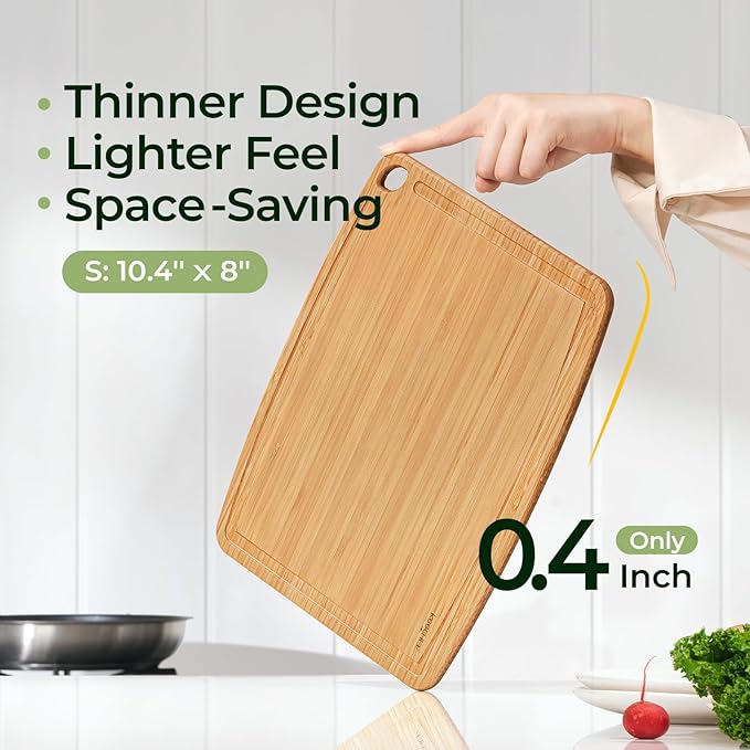 Dishwasher Safe Carbonized Bamboo Wood Cutting Boards for Kitchen with Juice Groove, Wooden Charcuterie & Chopping for Fruit, Vegetables & Cheese, Durable, Lightweight, Water-Resistant