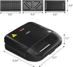 Sunvivi 3 in 1 Waffle, Grill & Sandwich Maker, Sandwich Maker Panini Press Waffle Iron Set with Removable Non-Stick Plates & Indicator Lights, Grill and Sandwich Press for Breakfast, 750W, Black
