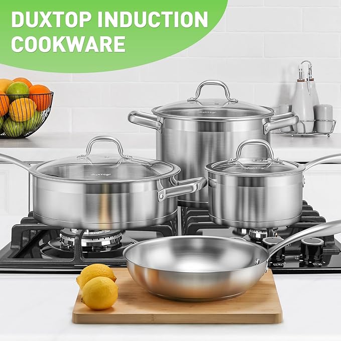 Duxtop Professional Stainless Steel Pots and Pans Set, 17PC Induction Cookware Set, Impact-bonded Technology