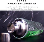 Cocktail Shaker, 14.5 Oz Glass Martini Shaker with Strainer for Bars, Whiskey, Cocktails, Silver