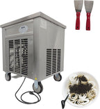Commercial Fried Ice Cream Machine Single Pan Commercial Ice Roll Maker 20" Square Fried Ice Cream Pan Yogurt Fry ice Cream Machine for Bars/Cafes/Dessert Shops
