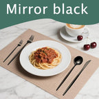 Modern Black silverware Set,Premium 18/10 Stainless Steel,Heavy duty,Sturdy,Sharp Practical steak knives,Matte Black Handle,Mirror Polished Finish,Kitchen Essential, (black)