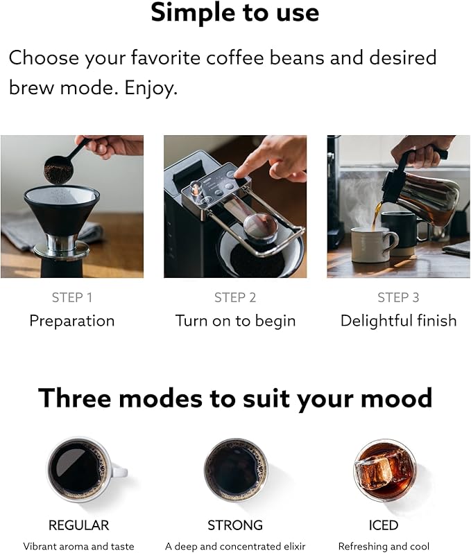 BALMUDA The Brew | Automatic Pour Over Coffee Maker | Clear Brewing Method | Precise Temperature Regulation | Three Brewing Modes: Regular, Strong, Iced | Compact Design | US Version