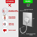 Antimbee 10-Pack All-Purpose Large Adhesive Hooks for Hanging, Banana Hook, Heavy Duty Adhesive Hooks 37 lb(Max), Sticky Wall Hook fit Home, Bathroom, Kitchen, Office and Outdoor