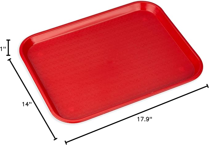 Carlisle FoodService Products Cafe Fast Food Cafeteria Tray with Patterned Surface for Cafeterias, Fast Food, And Dining Room, Plastic, 17.87 X 14 X 0.98 Inches, Red