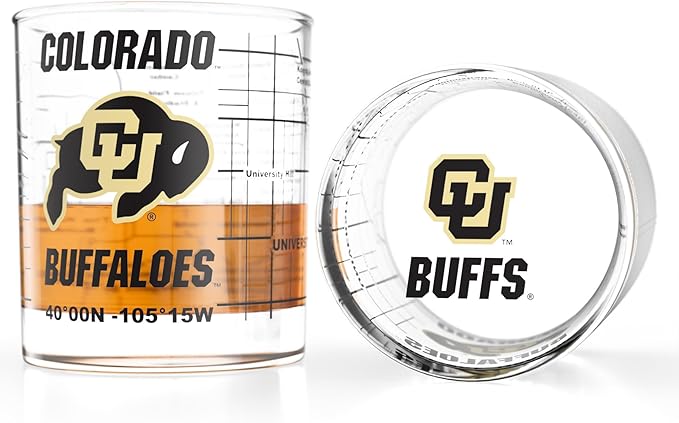 Greenline Goods – University of Colorado Buffaloes College Whiskey Glasses (Set of 2), 10 oz – Full-Color Logo + Campus Map