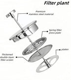 French filter coffee machine 34 ounces, double insulated, easy to clean, durable, Camping coffee makers, Brew Coffee On Stovetop，suitable for home and camping, silver.