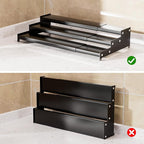 Premium Spice Rack Organizer for Countertops - tiered spice rack organizer for cabinet,spice jars, oil bottles and utensils 2 Pakcs Black (modern rust-resistant design)