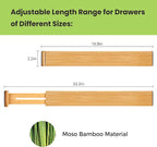 Drawer Divider, Adjustable Bamboo Kitchen Drawer Organizer, Spring Loaded Drawer Organizer, Dresser Separators for Kitchen, Bathroom, Clothes, Office Desk Storage (Natural, 4 Pack Large)