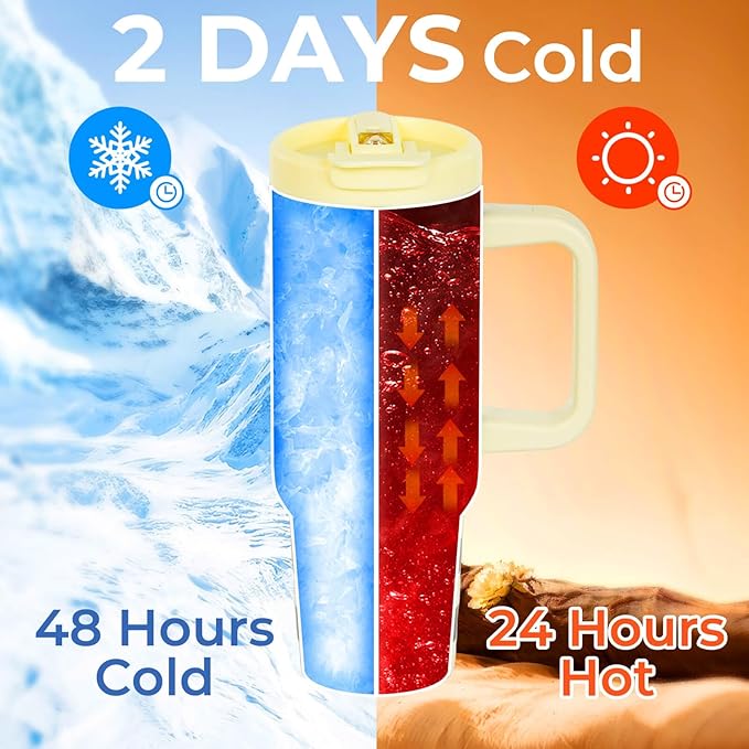 ProTour 100% Leakproof 40 oz Tumbler with Handle & 4-in-1 SipSwig Lid | Built-In Flip Straw & External Stainless Steel Straw | Insulated Stainless Steel Cup | BPA-Free | Black & White Checkered