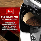 Melitta® Aroma Fresh™ Plus 10-Cup Automatic Drip, Programmable Coffee Maker with built in Burr Coffee Grinder, 5-Pack Coffee Filters included