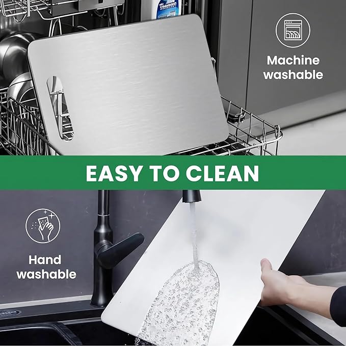 Katuchef Titanium Cutting Board 2025 New Upgrade Pure Titanium Cutting Boards for Kitchen Double Sided Non Toxic Katuchef Cutting Board,Hygiene Durable Dishwasher Safe Chopping Board(13.38IN*9.05IN)